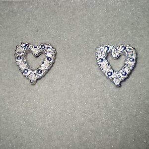 10Kt Two-Tone Gold Open-Heart Diamond Earrings